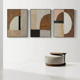Set of 3 Textured Abstract Canvas Paintings Wabi-Sabi Abstract Painting Set of 3 Modern Wall Art