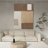 Wabi-Sabi Wall Art Brown Abstract Canvas Painting Brown Minimalist Art Japanese Oil Painting