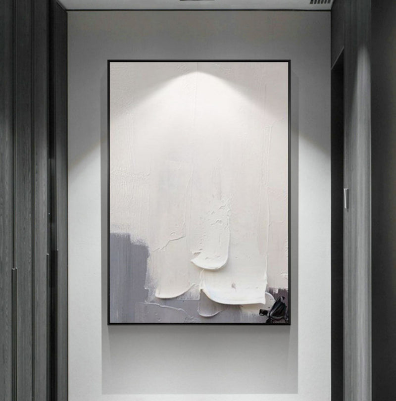 White 3D Minimalist abstract Art White 3D Abstract Art White 3D Textured Painting White Plaster Art