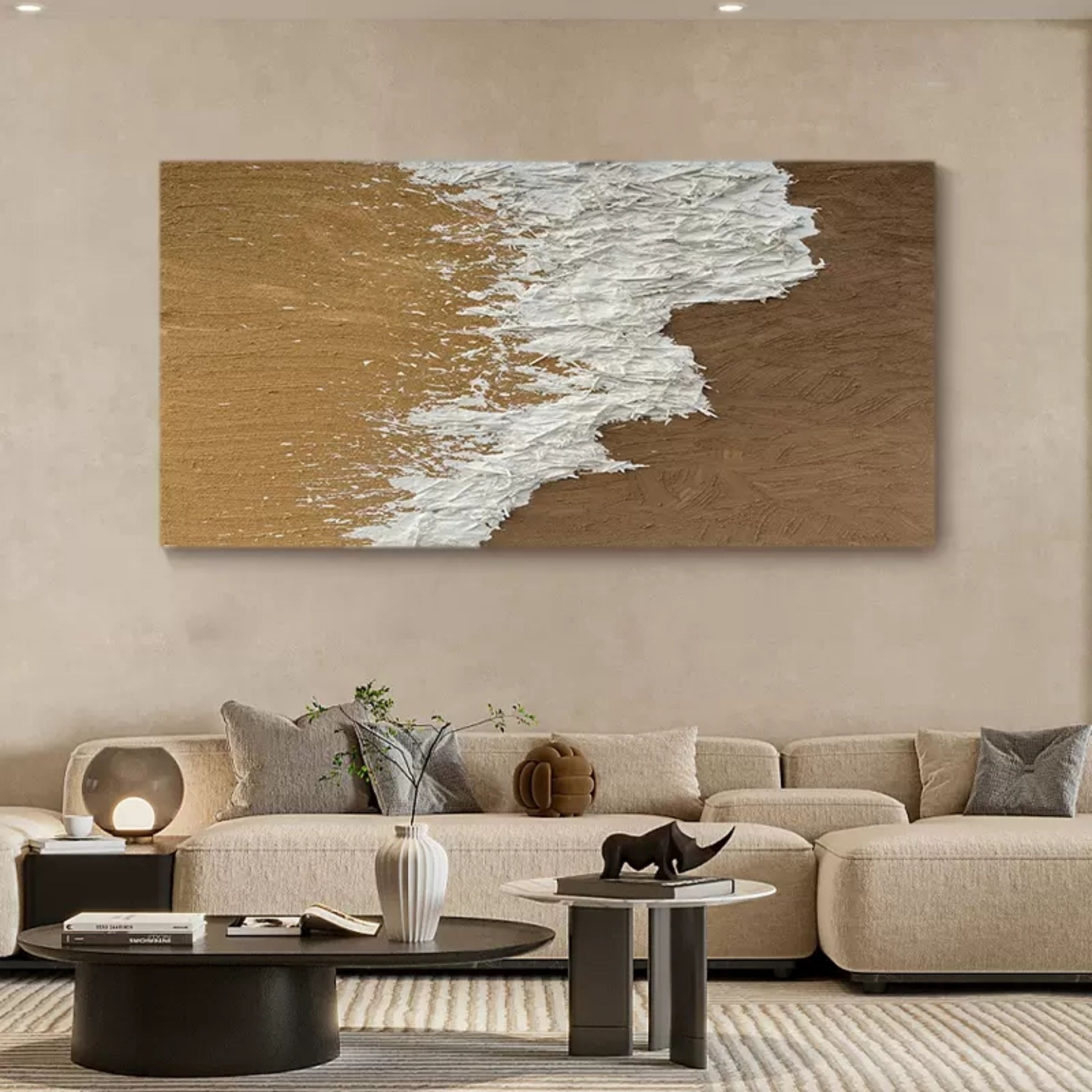 Large 3D Brown Abstract Painting Large 3D Minimalist Art Large Brown Textured Wall Art Wabi-Sabi Art