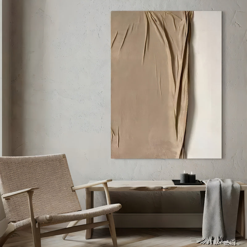 Brown 3D Abstract Painting Brown Minimalist Canvas Art 3D Plaster abstract Art Wabi-Sabi Wall Art