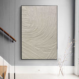 White plaster abstract art White 3D minimalist abstract painting Plaster painting on canvas 