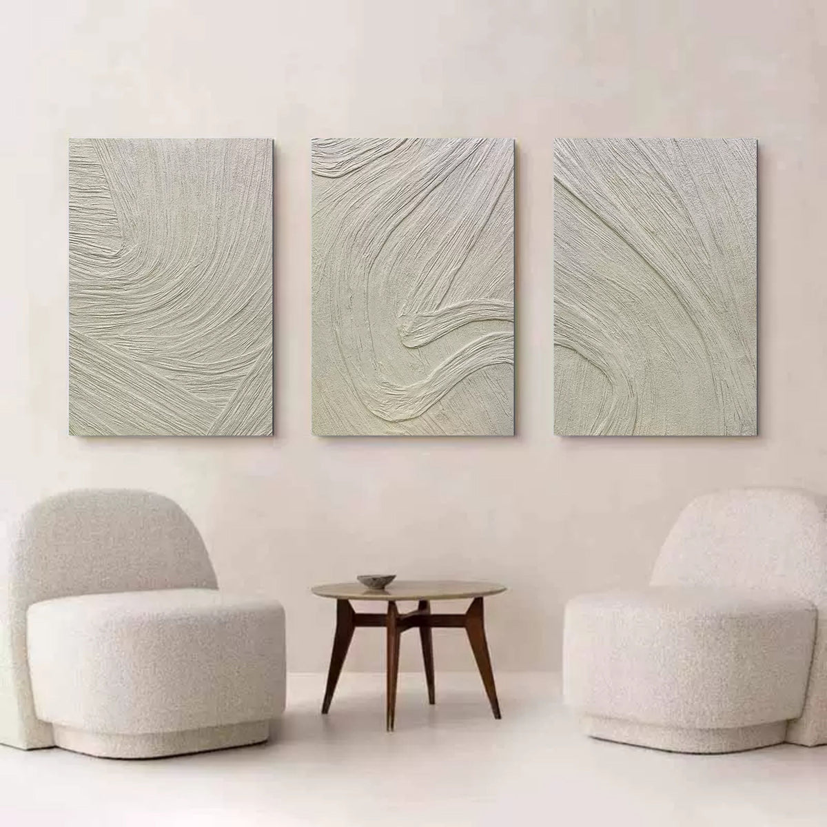 Beige Minimalist Abstract Painting Set of 3 3D Plaster Art Set of 3 3D ...