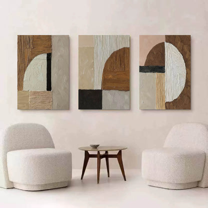 Set of 3 Textured Abstract Canvas Paintings Wabi-Sabi Abstract Painting Set of 3 Modern Wall Art