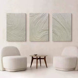 Beige Minimalist Abstract Painting Set of 3 3D Plaster Art Set of 3 3D Textured Canvas Art Set of 3