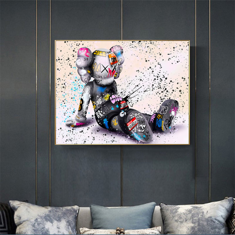 Large Kaws Pop Art Large Kaws 3D Textured Wall Painting Kaws Canvas Art Kaws Artwork Kaws Wall Art