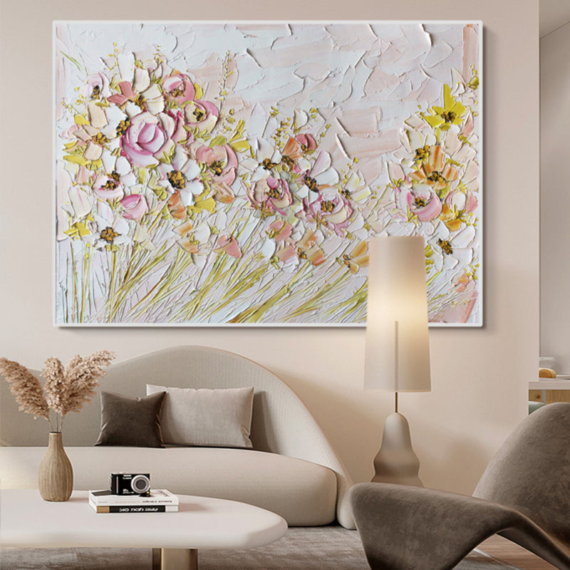 Colorful 3D Flower Oil Painting Flower Plaster Art Flower Textured Wall Art Flower Home Wall Decor