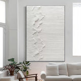 Large White 3D Plaster Abstract Art Textured Wall Art Minimalist Art Living Room Wall Painting