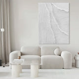 Large White 3D Abstract Painting Plaster Wall Art Textured Wall Painting Minimalist Canvas Art