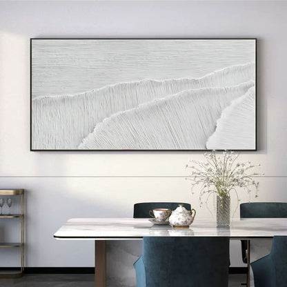 Oversized White 3D Abstract Painting Plaster Wall Art 3D Textured Acrylic Painting Minimalist Art