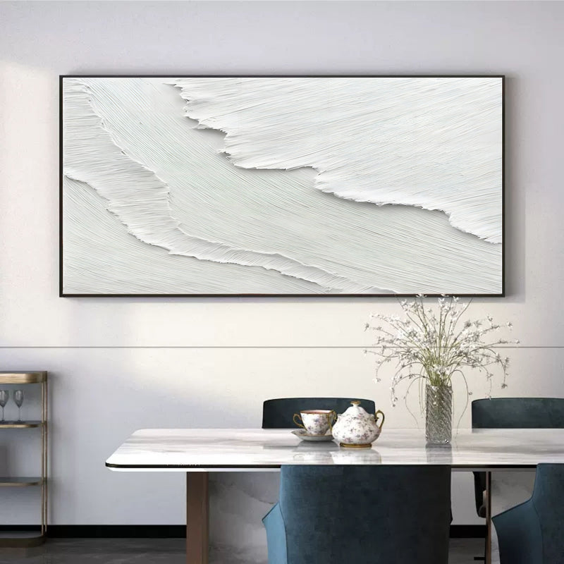 Oversized White 3D Abstract Art Plaster Wall Art 3D Textured Wall Art Living Room Wall Painting