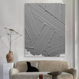 Large Gray 3D Abstract Art Gray 3D Plaster Art Textured Wall Art Gray Minimalist Wall Decor Painting