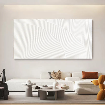 Oversized White 3D Abstract Art Plaster Wall Art 3D Textured Wall Art Living Room Wall Painting