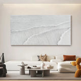 Oversized White 3D Abstract Painting Plaster Wall Art 3D Textured Acrylic Painting Minimalist Art