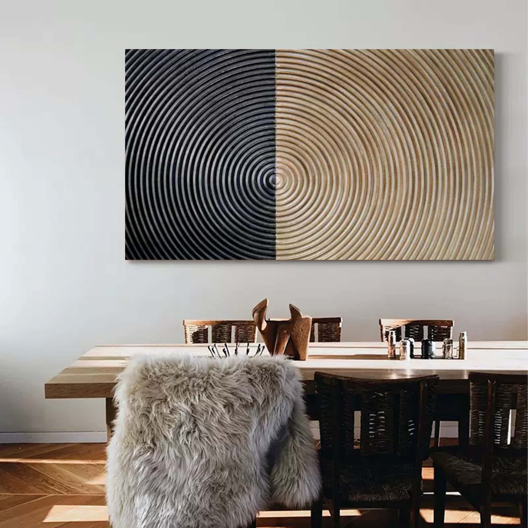 Large 3D Textured Abstract Canvas Art Brown and Black Textured Acrylic Painting Minimalist Wall Art