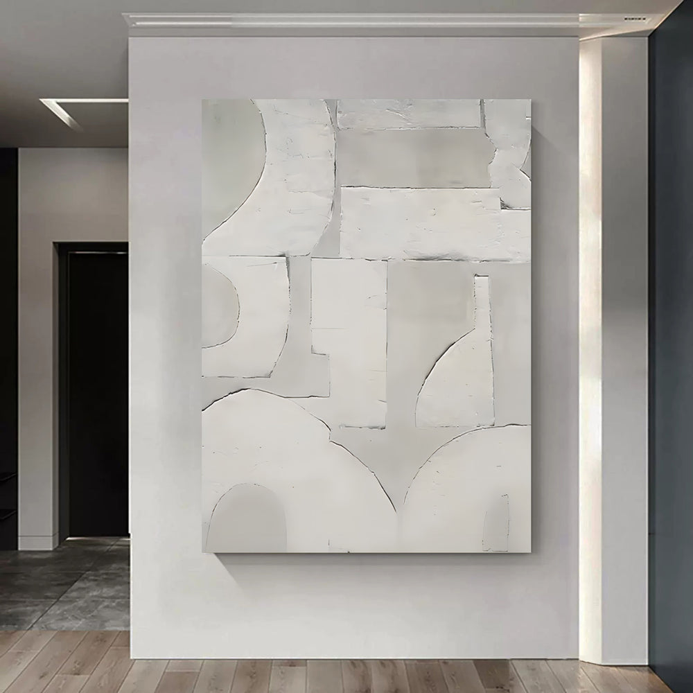 Large Gray 3D Abstract Canvas Painting Wabi-Sabi Wall Art Gray Oil ...