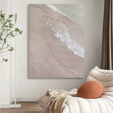 Large 3D Sea Painting WabiSabi Wall Decor Gray Minimalist Canvas Art Textured Wall Art gray painting
