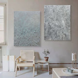 Big Gray 3D Abstract Art Gray Textured Wall Art Gray Minimalist Art on Canvas Wall Painting Set of 2