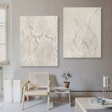 Beige 3D Minimalist Abstract Canvas Art Set of 2 Plaster Wall Art Set of 2 Textured Wall Painting