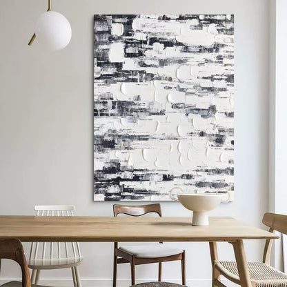 White And Gray 3D Abstract Art Wabi-Sabi Wall Art Minimalist Canvas Art 3D Textured Wall Painting
