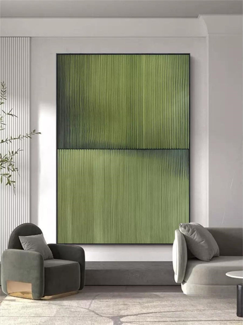 Large Green Minimalist Abstract Paintings Green 3D Textured Abstract Canvas Art 3D Plaster Wall Art