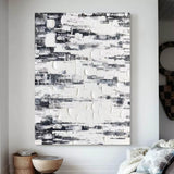 White And Gray 3D Abstract Art Wabi-Sabi Wall Art Minimalist Canvas Art 3D Textured Wall Painting