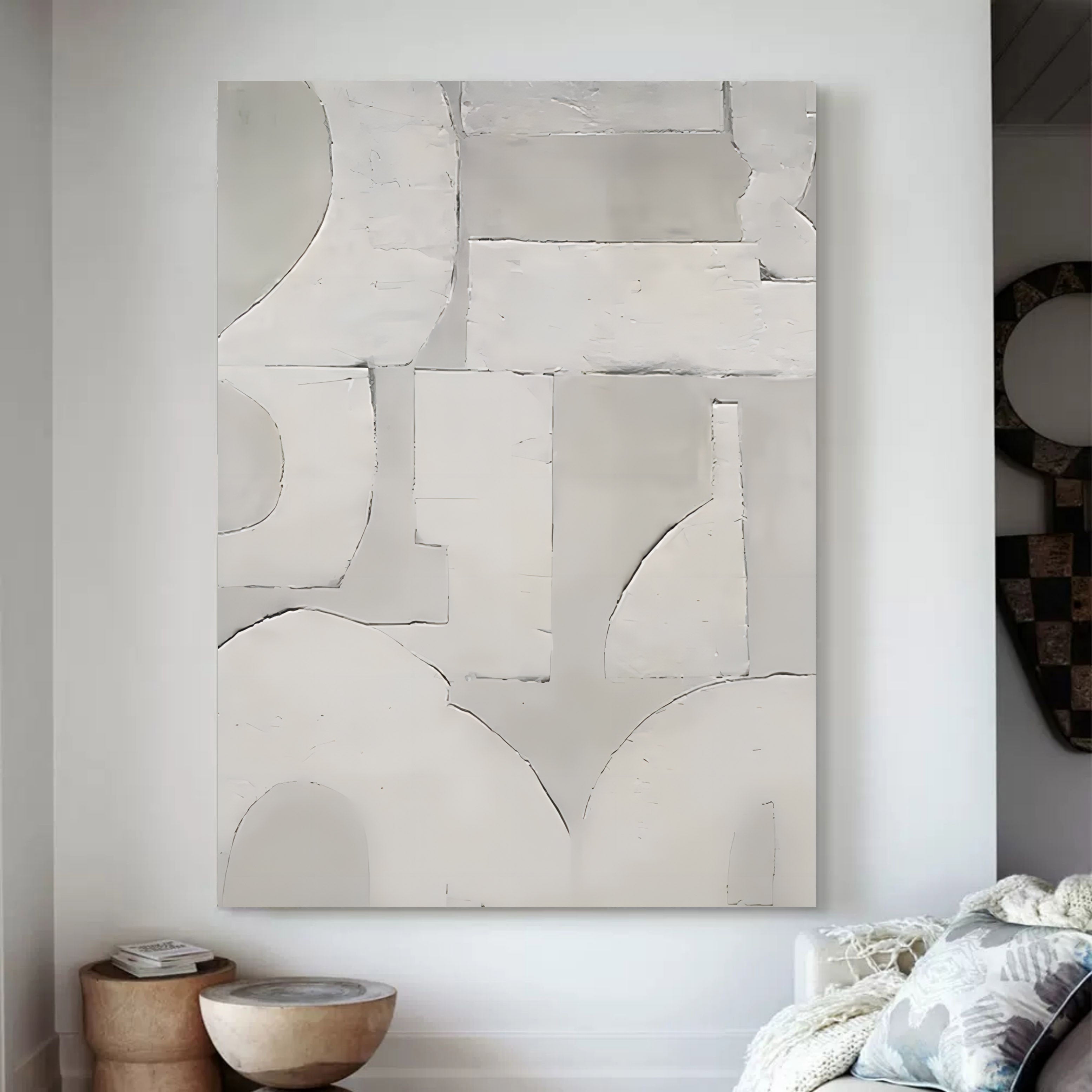 Large Gray 3D Abstract Canvas Painting Wabi-Sabi Wall Art Gray Oil Painting Gray Textured Wall Art
