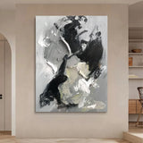 Large Gray 3D Abstract Art Plaster Wall Art WabiSabi Wall Art textured Acrylic Painting On Canvas 
