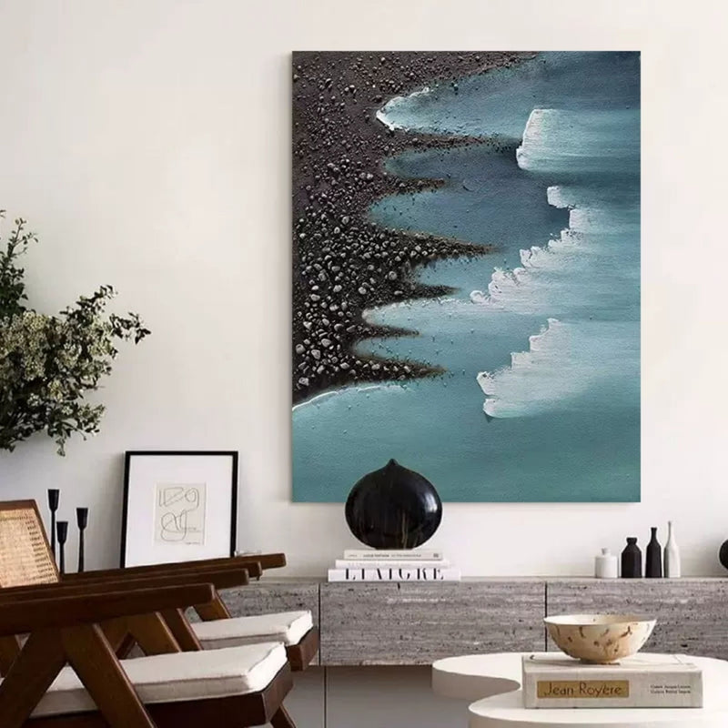 Large Ocean Wave Beach 3D Texture Acrylic Canvas Painting Large Ocean Wave Beach Texture Wall Art