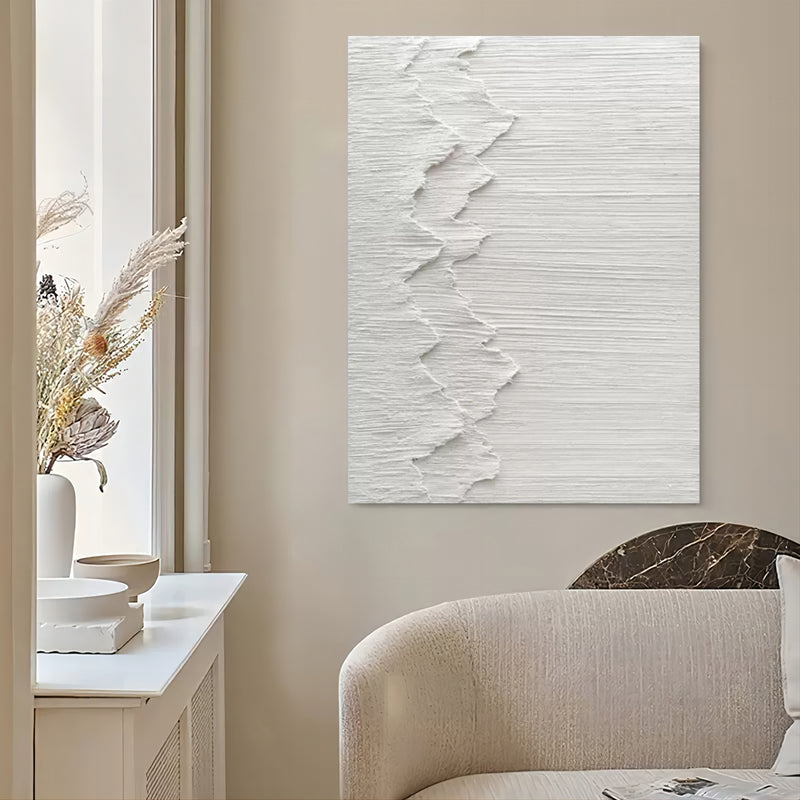 Large White 3D Plaster Abstract Art Textured Wall Art Minimalist Art Living Room Wall Painting