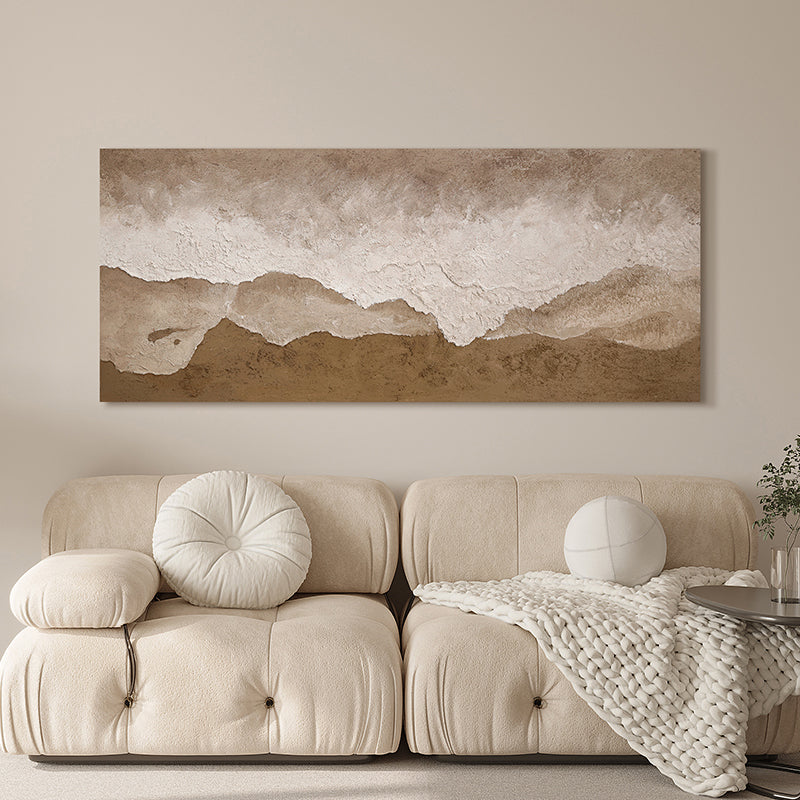 Large Brown Texture Painting 3D Sea Wall Art Plaster Wall Art Wabi-Sabi Wall Art Mixed Media Art