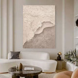Beige and Gray 3D Abstract Painting 3D Plaster Art WabiSabi Wall Art Heavy Textured Acrylic Painting