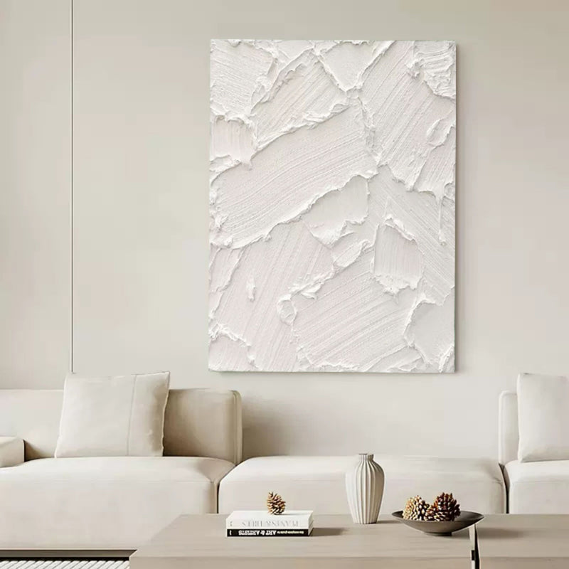 Large White 3D Abstract Art Textured Wall Painting Plaster Wall Art Minimalist Art Knife Painting