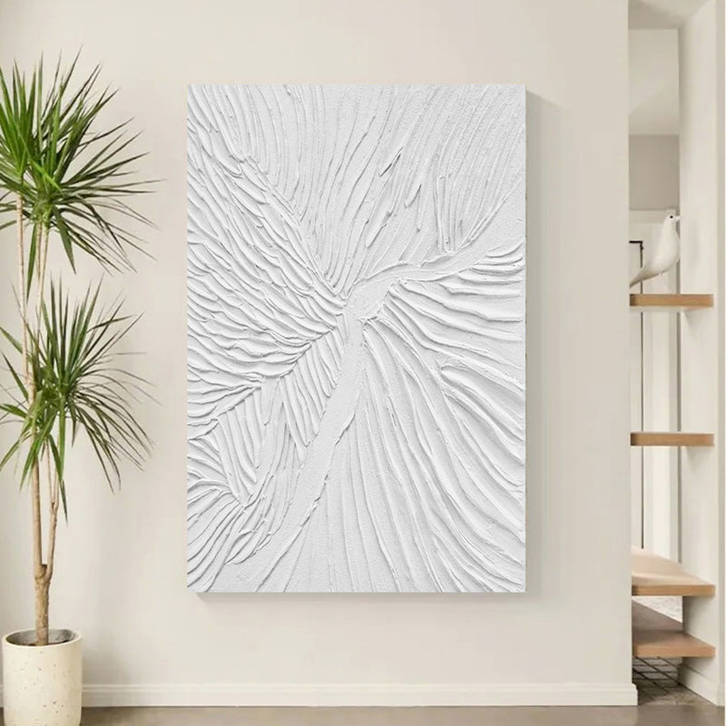 Large White 3D Textured abstract Painting White Minimalist abstract Art White Plaster abstract Art