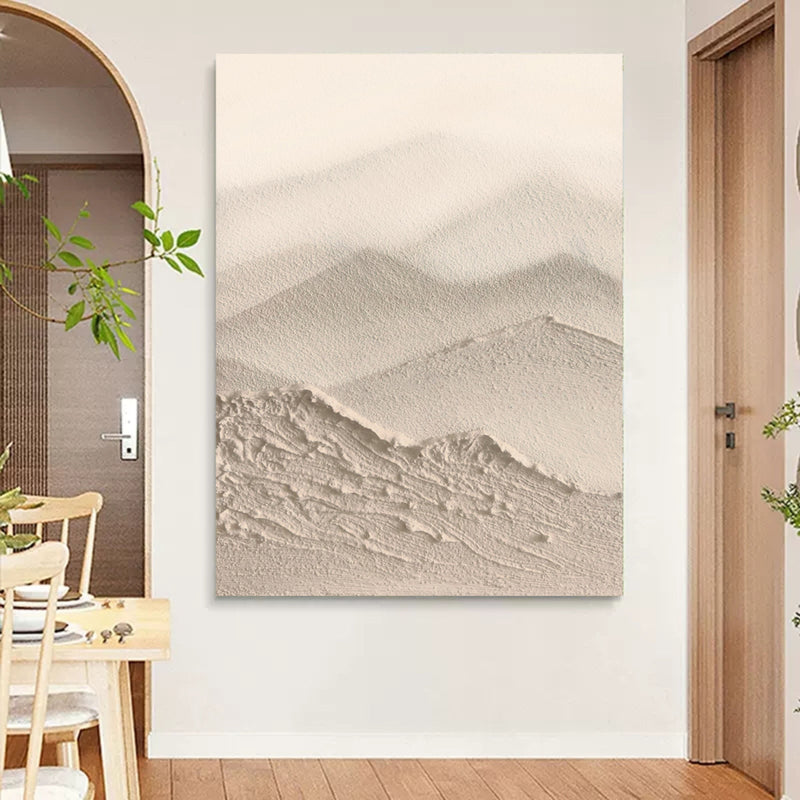 Large beige 3D Abstract Art Wabi-Sabi Wall Art Minimalist Art Textured Acrylic Canvas Paintings