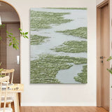 Green 3D Abstract Painting Wabi-Sabi Wall Art Wabi-Sabi Decorating Ideas Green Textured Acrylic Canvas Art