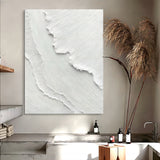 White 3D Plaster Painting White 3D Textured Abstract Art White 3D Minimalist Painting 3D Plaster Art