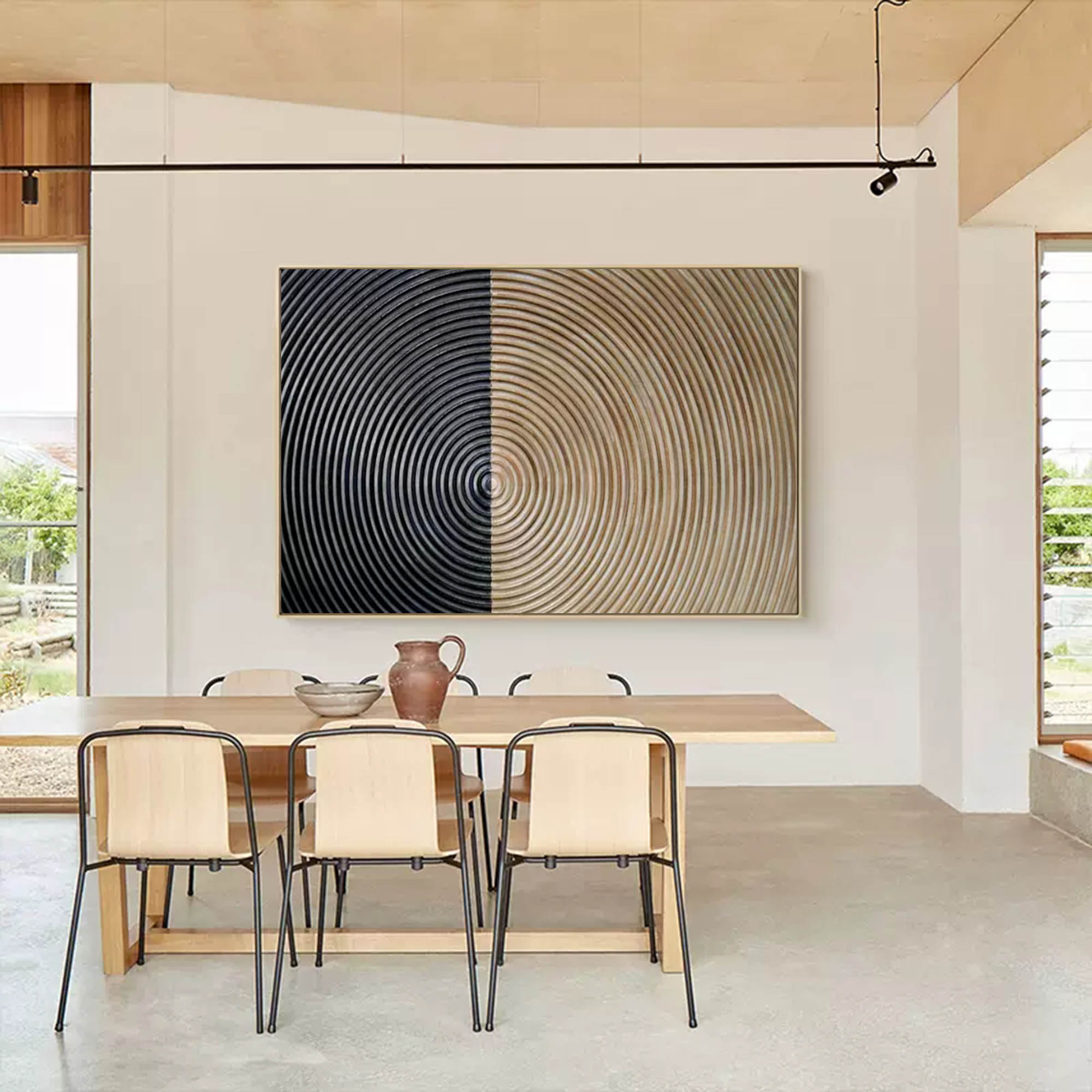 Large 3D Textured Abstract Canvas Art Brown and Black Textured Acrylic Painting Minimalist Wall Art
