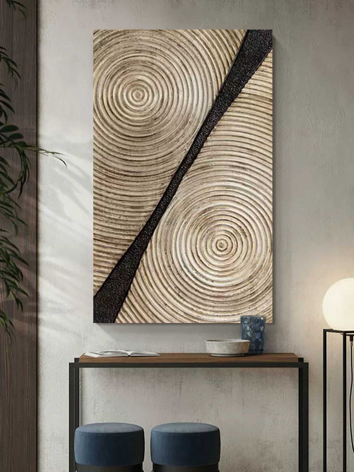 Large Textured Abstract Art Canvas Brown 3D Textured Oil Painting Brown ...