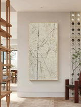 Bamboo Acrylic Texture Painting on Canvas 3D Bamboo Wall Art Large Bamboo Decorative Painting Wabi-Sabi Art