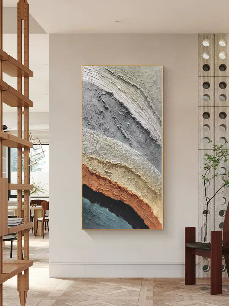  Large 3D Abstract Acrylic Painting Panoramic Textured Abstract Wall Art Large Minimalist Canvas Art