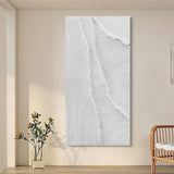 Large 3D White Abstract Canvas Painting WabiSabi Wall Art Texture Art Minimalist Painting Home Decor
