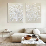 Set of 2 3D Beige Art Canvas Abstract Beige Oil Painting Set of 2 Beige Textured Wall Art Set of 2