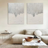Gray 3D Minimalist Canvas Art Set of 2 Textured Wall Art Wabi-Sabi Wall Decor Paintings Set of 2