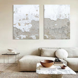 Gray and White 3D Abstract Art Wabi-Sabi Wall Decor Textured Wall Art Minimalist Painting Set of 2