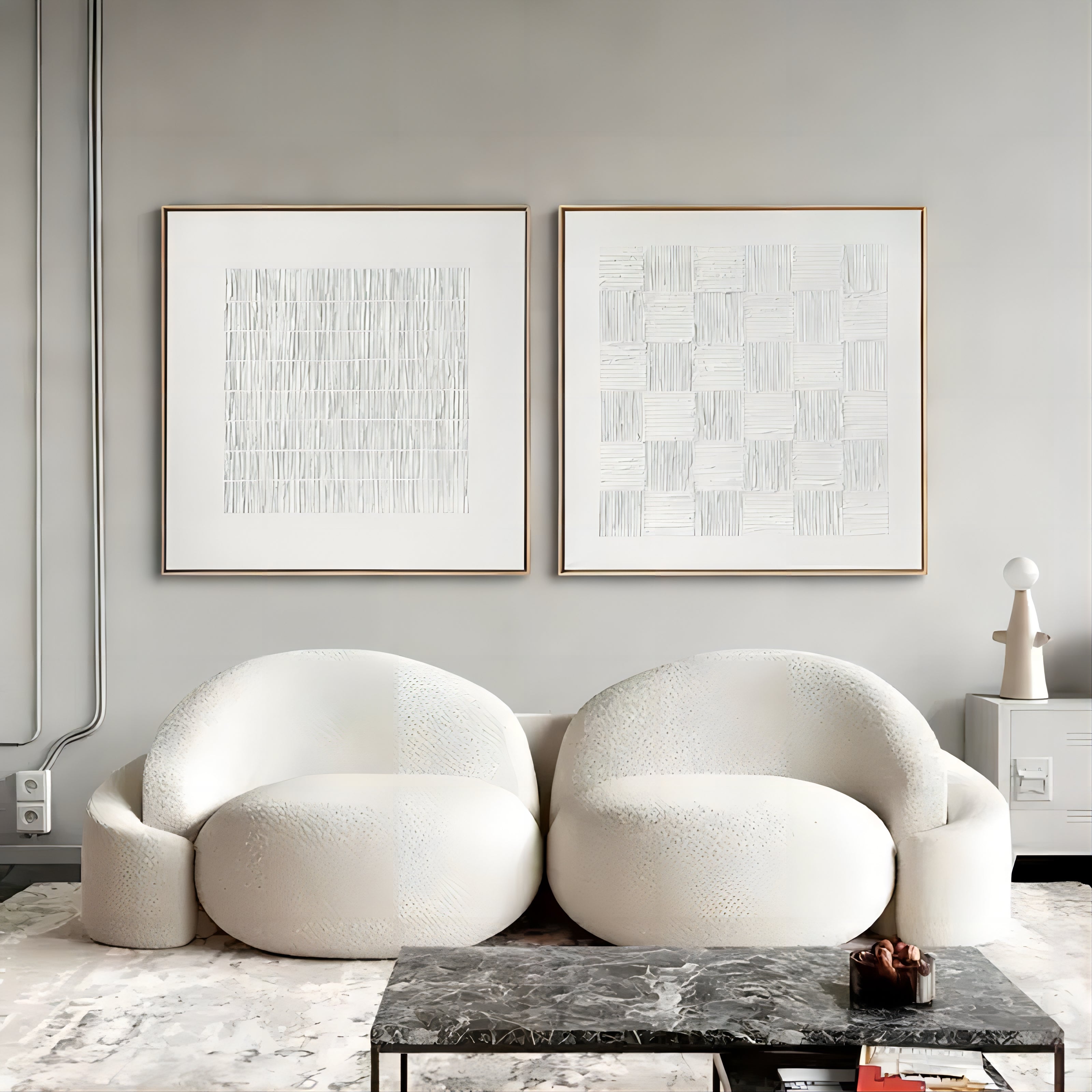 White 3D Plaster Wall Art Wabi-Sabi Wall Art White 3D Minimalism texture Abstract Painting
