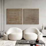 Brown 3D minimalist art on canvas Wabi-sabi wall art Textured wall art Acrylic painting set of 2