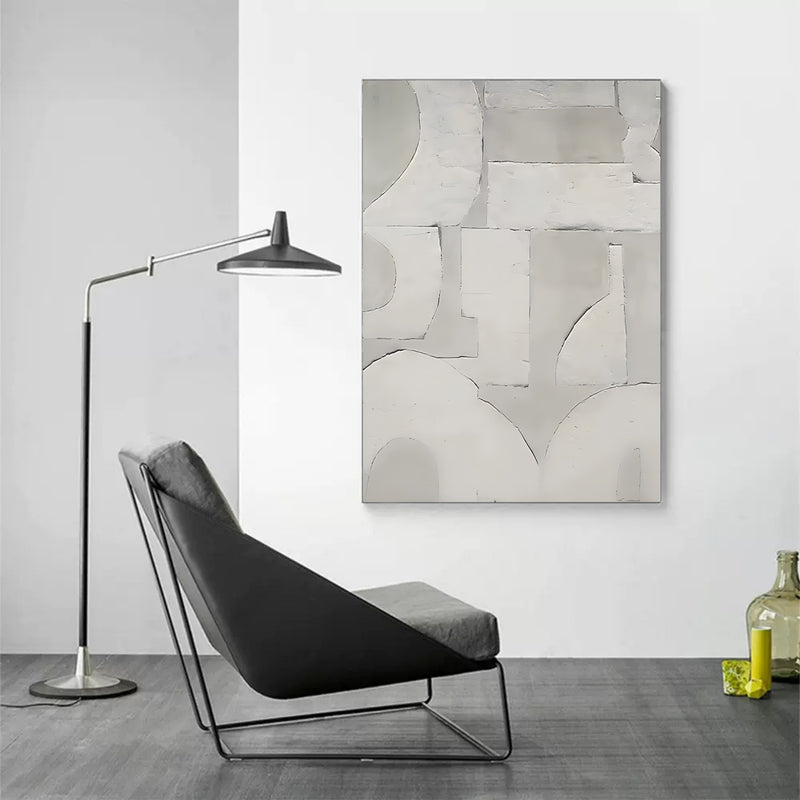 Large Gray 3D Abstract Canvas Painting Wabi-Sabi Wall Art Gray Oil Painting Gray Textured Wall Art