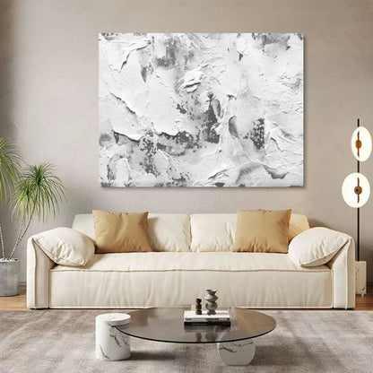 Large Gray and White 3D Abstract Painting minimal art Textured Wall Art WabiSabi Wall Decor Ideas