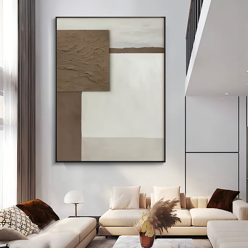 Brown Minimalist Abstract Painting Brown Abstract Oil Painting 3D Textured Canvas Art Wabi-Sabi Wall Art